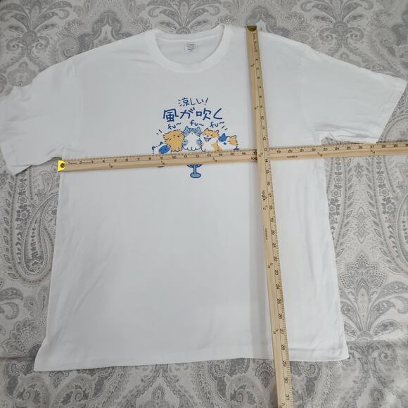 Beat the Heat Cat chillin funny cat graphic Japanese white t-shirt Size 3x - Picture 4 of 7